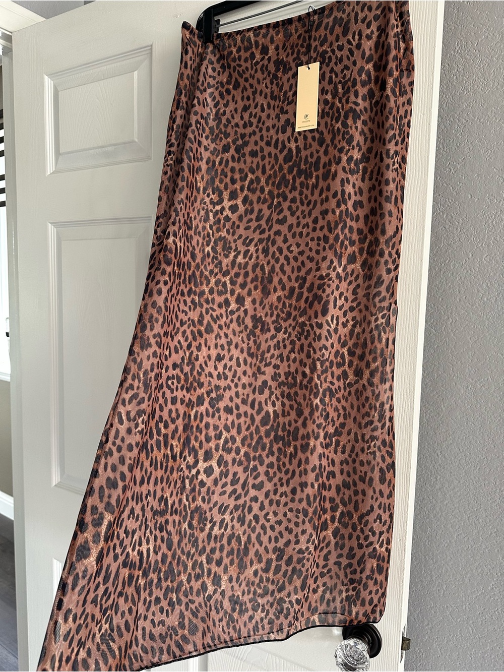 Rebecca Minkoff NWT Leopard mesh swim cover-up skirt, size medium